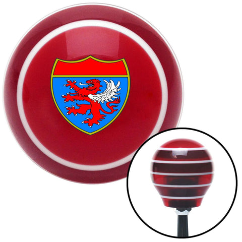 Lion Shield Red Stripe Shift Knob with M16 x 15 Insert