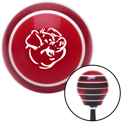 White Pig Red Stripe Shift Knob with M16 x 15 Insert