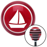 White Sail Boat 2 Red Stripe Shift Knob with M16 x 15 Insert