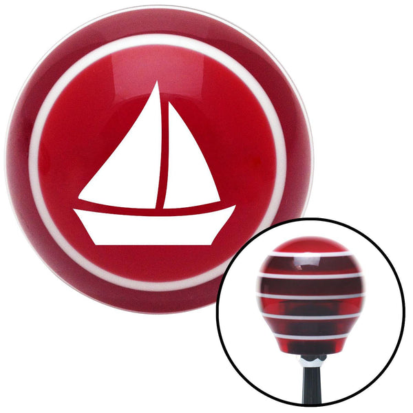 White Sail Boat 2 Red Stripe Shift Knob with M16 x 15 Insert