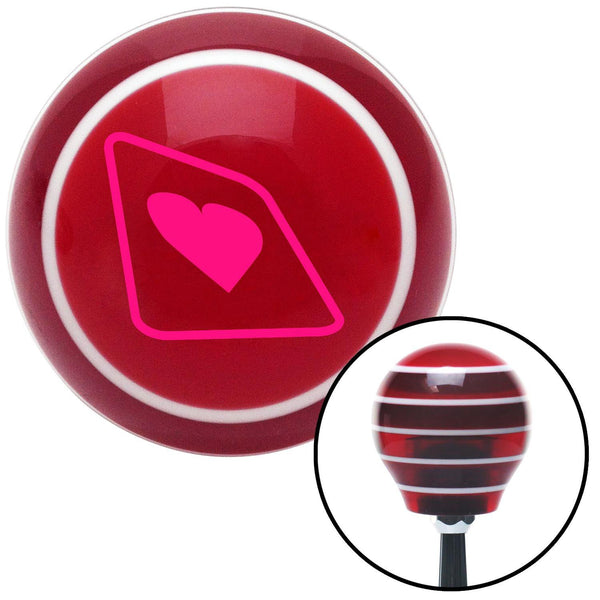 Pink Heart on a Card Red Stripe Shift Knob with M16 x 15 Insert