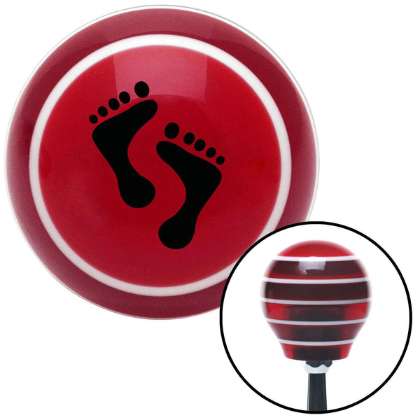 Black Foot Prints Red Stripe Shift Knob with M16 x 15 Insert