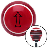 Black Fancy Outlined Directional Arrow Up Red Stripe Shift Knob with M16 x 15 Insert