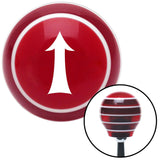 White Fancy Solid Directional Arrow Up Red Stripe Shift Knob with M16 x 15 Insert