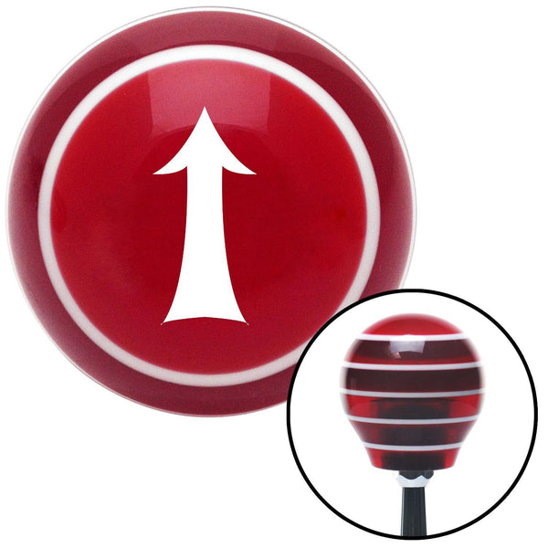 White Fancy Solid Directional Arrow Up Red Stripe Shift Knob with M16 x 15 Insert