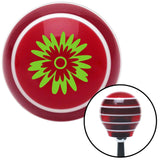 Green Hawaiian Flower 3 Red Stripe Shift Knob with M16 x 15 Insert