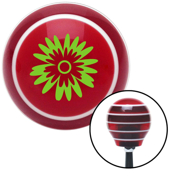 Green Hawaiian Flower 3 Red Stripe Shift Knob with M16 x 15 Insert
