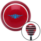 Blue Tribal Flames Red Stripe Shift Knob with M16 x 15 Insert