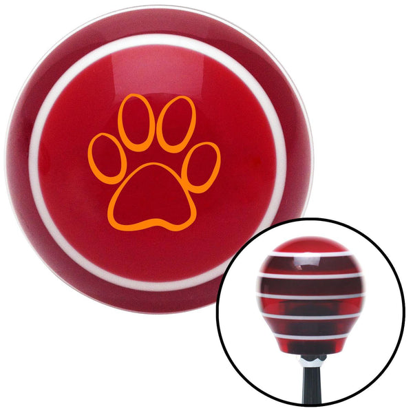 Orange Paw Print Outline Red Stripe Shift Knob with M16 x 15 Insert