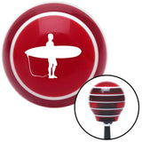 White Surfer Waiting on Beach Red Stripe Shift Knob with M16 x 15 Insert