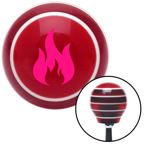 Pink Flames Red Stripe Shift Knob with M16 x 15 Insert