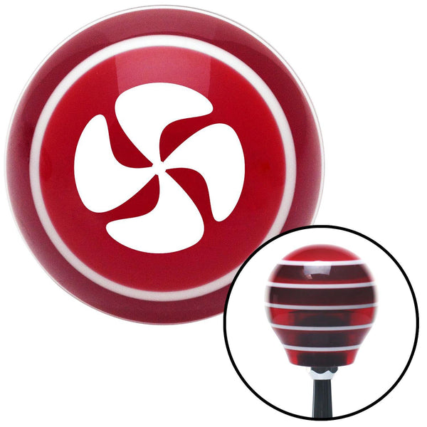 White Swirling Fan Red Stripe Shift Knob with M16 x 15 Insert