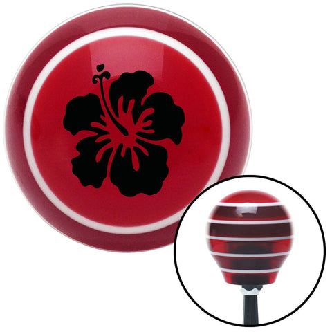 Black Hawaiian Flower 9 Red Stripe Shift Knob with M16 x 15 Insert