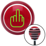 Green Smooth Middle Finger Red Stripe Shift Knob with M16 x 15 Insert
