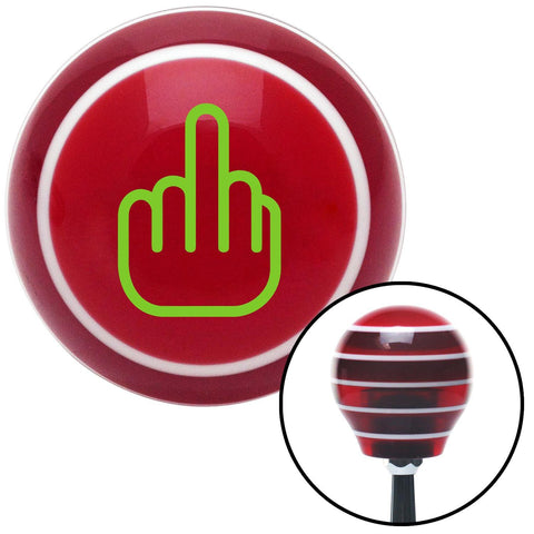 Green Smooth Middle Finger Red Stripe Shift Knob with M16 x 15 Insert
