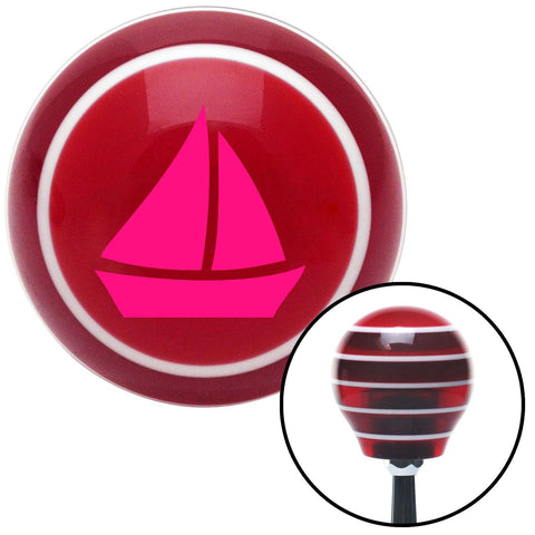 Pink Sail Boat 2 Red Stripe Shift Knob with M16 x 15 Insert