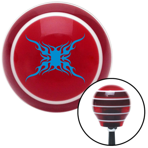 Blue Super Large Tribal Flames Red Stripe Shift Knob with M16 x 15 Insert
