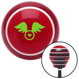 Green Flying Encased Heart Red Stripe Shift Knob with M16 x 15 Insert
