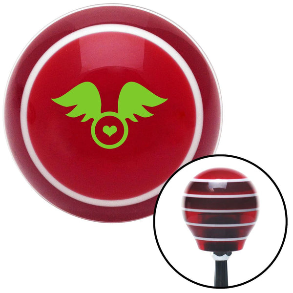Green Flying Encased Heart Red Stripe Shift Knob with M16 x 15 Insert