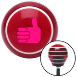 Pink Thumbs Up Red Stripe Shift Knob with M16 x 15 Insert