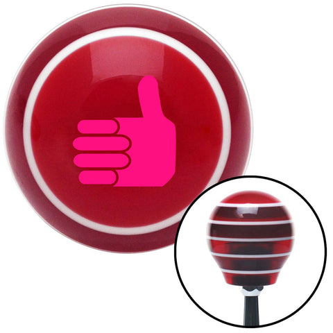 Pink Thumbs Up Red Stripe Shift Knob with M16 x 15 Insert