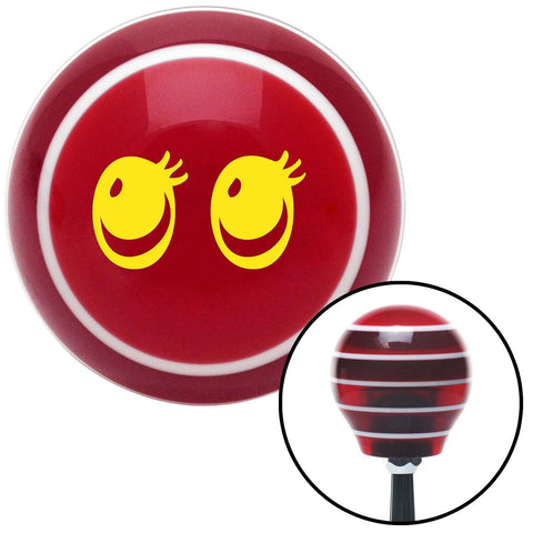 Yellow Cute Eyes Red Stripe Shift Knob with M16 x 15 Insert