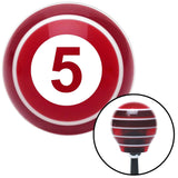 White Racing Number 5 Red Stripe Shift Knob with M16 x 15 Insert