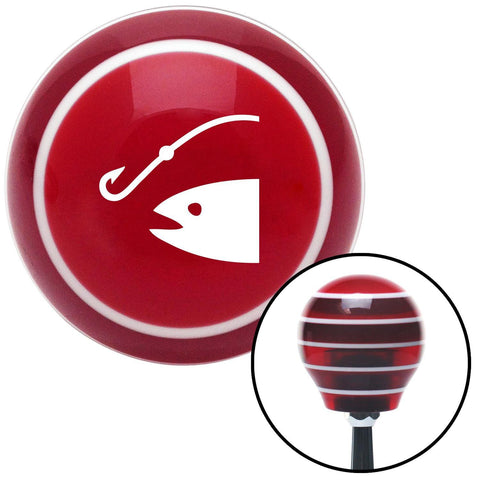 White Hook n Fish Red Stripe Shift Knob with M16 x 15 Insert