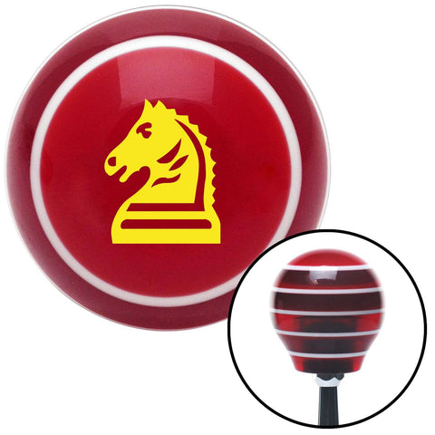 Yellow Knight Horse Red Stripe Shift Knob with M16 x 15 Insert