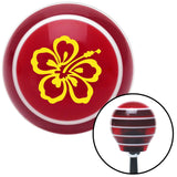 Yellow Hawaiian Flower 7 Red Stripe Shift Knob with M16 x 15 Insert