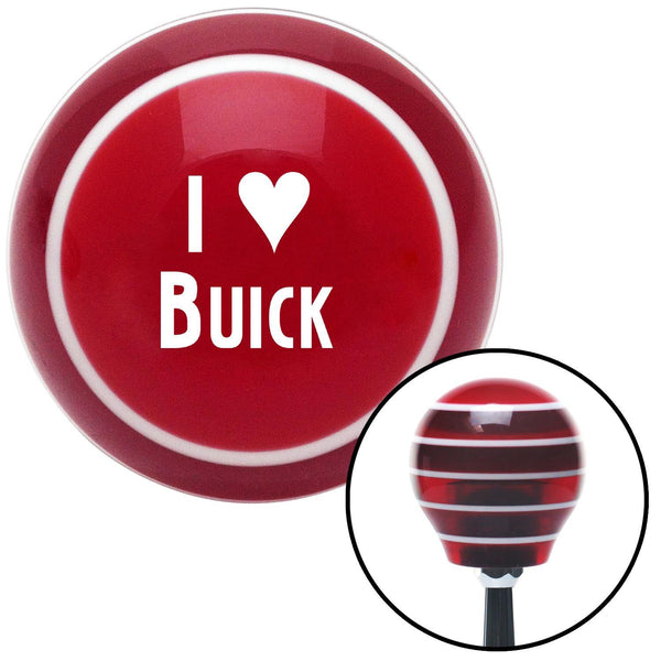 White I 3 BUICK Red Stripe Shift Knob with M16 x 15 Insert