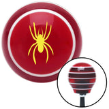 Yellow Spider Image Red Stripe Shift Knob with M16 x 15 Insert