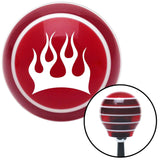White Crescent Flames Red Stripe Shift Knob with M16 x 15 Insert