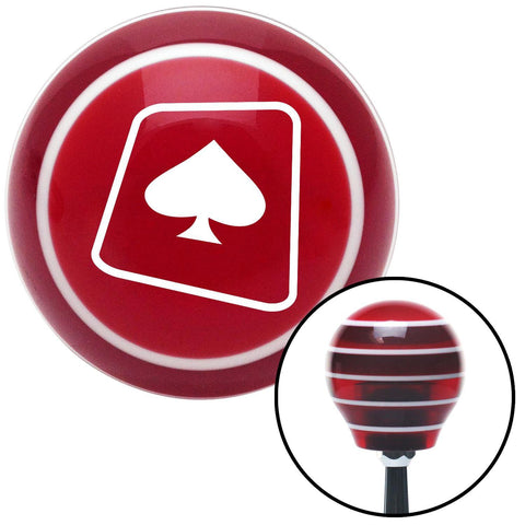 White Spade on a Card Red Stripe Shift Knob with M16 x 15 Insert