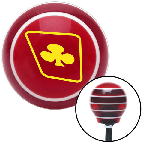 Yellow Clubs on a Card Red Stripe Shift Knob with M16 x 15 Insert
