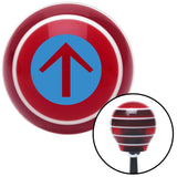 Blue Circle Directional Arrow Up Red Stripe Shift Knob with M16 x 15 Insert
