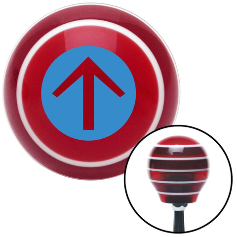 Blue Circle Directional Arrow Up Red Stripe Shift Knob with M16 x 15 Insert