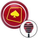 Yellow Spade on a Card Red Stripe Shift Knob with M16 x 15 Insert