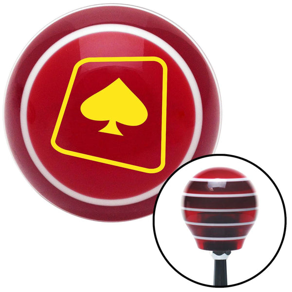 Yellow Spade on a Card Red Stripe Shift Knob with M16 x 15 Insert