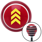 Yellow Military Arrows Up Red Stripe Shift Knob with M16 x 15 Insert