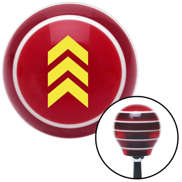 Yellow Military Arrows Up Red Stripe Shift Knob with M16 x 15 Insert