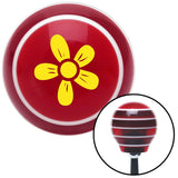 Yellow Hawaiian Flower 2 Red Stripe Shift Knob with M16 x 15 Insert