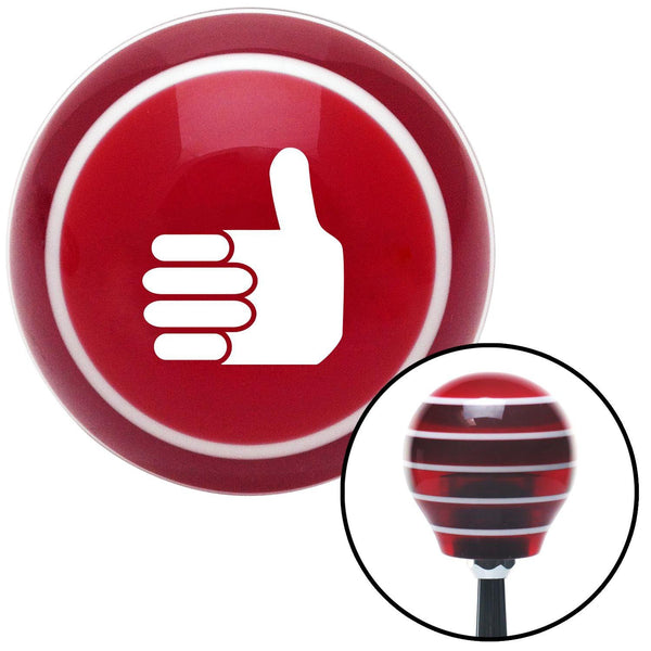White Thumbs Up Red Stripe Shift Knob with M16 x 15 Insert