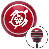 White Turtle w Flower Red Stripe Shift Knob with M16 x 15 Insert