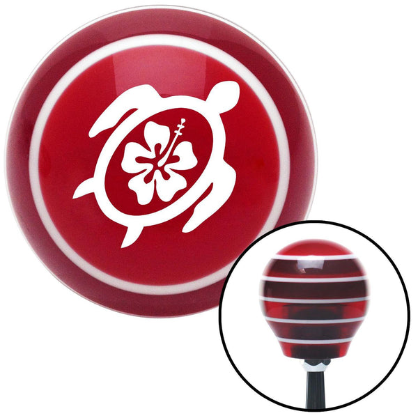 White Turtle w Flower Red Stripe Shift Knob with M16 x 15 Insert