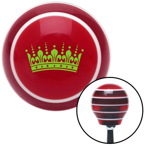 Green Kings Crown Red Stripe Shift Knob with M16 x 15 Insert