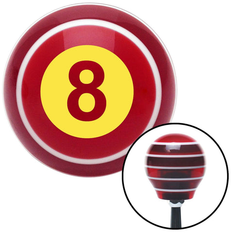 Yellow 8 Ball Red Stripe Shift Knob with M16 x 15 Insert