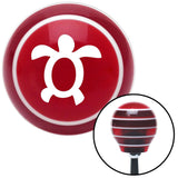White Simple Turtle Red Stripe Shift Knob with M16 x 15 Insert