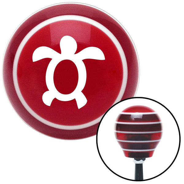 White Simple Turtle Red Stripe Shift Knob with M16 x 15 Insert