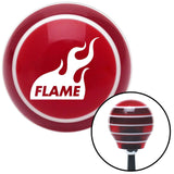 White Flame Icon Red Stripe Shift Knob with M16 x 15 Insert